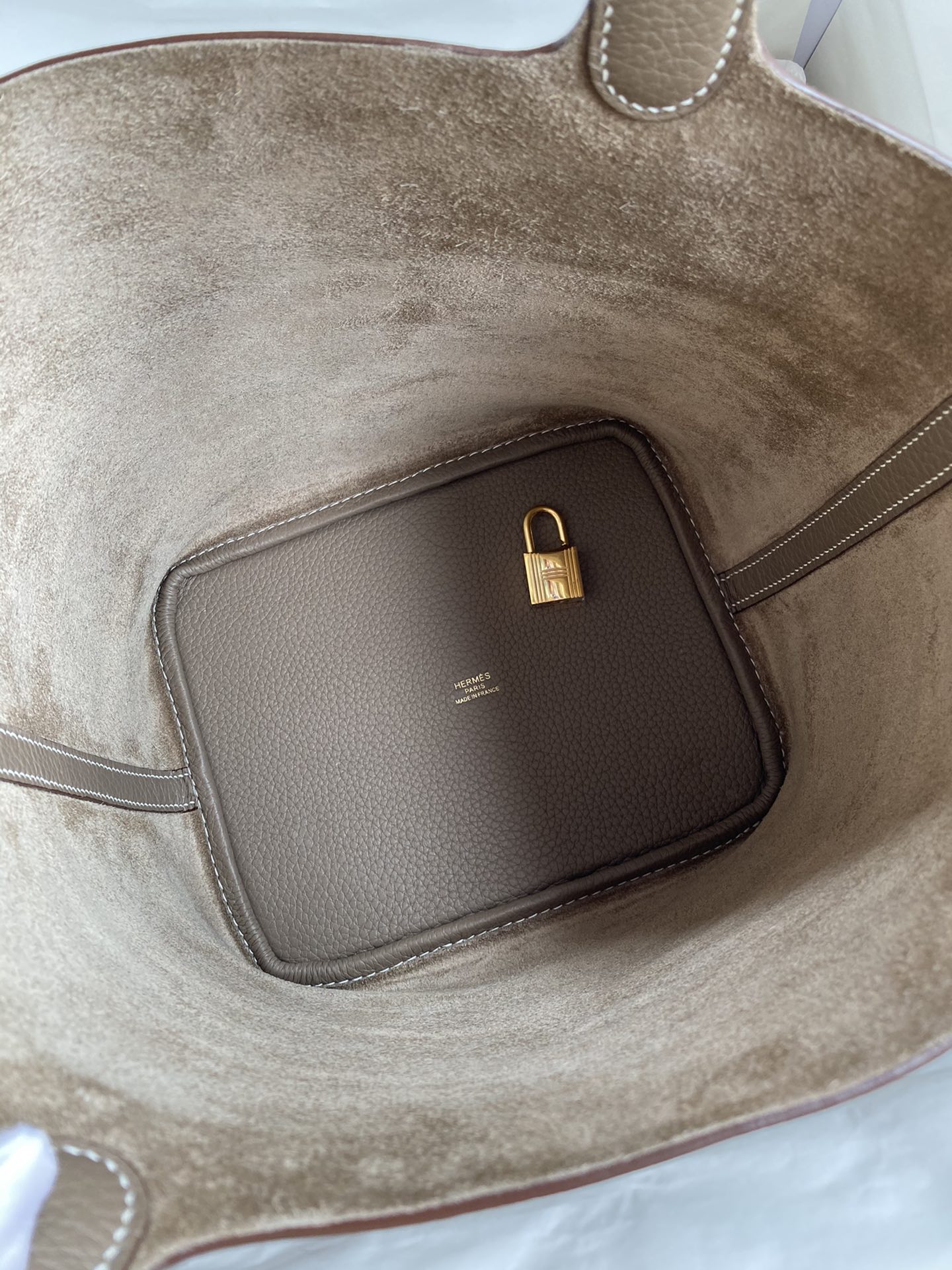 Hermes Picotin Lock 22 Bag In Etoupe Clemence Leather